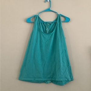 Aqua Tank Top with Floral Stripe